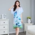 Mùa hè mới của Hàn Quốc phụ nữ lỏng lẻo nightdress nữ cotton lụa mỏng đồ ngủ phần dài ngắn tay quần áo nhà mẹ ăn mặc