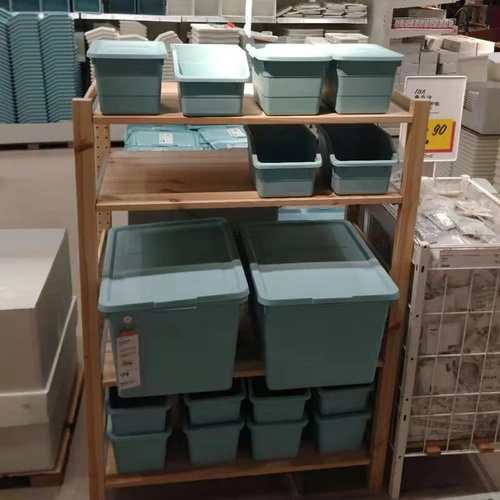 Ikea, ящик для хранения, белая синяя коробка для хранения
