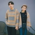 Mùa đông iFashion mới phong cách châu Âu và Mỹ mô hình hình học những người yêu thích retro áo len Hàn Quốc phiên bản của triều nam áo len dệt kim áo khoác