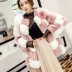Chống mùa fur 2017 mới mùa đông phần dài giả lông thú áo khoác nữ thời trang màu hồng rabbit fur coat giải phóng mặt bằng áo dạ lông cừu hàn quốc Faux Fur