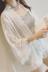 Mùa hè phụ nữ bán buôn Hàn Quốc phiên bản mới lỏng nhỏ khăn choàng bảy- điểm tay áo kem chống nắng quần áo thêu ren áo sơ mi chiffon áo áo sơ mi nữ trung niên Áo sơ mi chiffon ren
