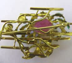 Украшения на шею 回流 红碧玺绿翡翠14k胸针吊坠，螃蟹造型