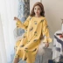 Váy ngủ nữ mùa thu cotton dài tay học sinh Hàn Quốc dễ thương bộ đồ ngủ mùa xuân và mùa thu mẫu lỏng kích thước lớn dịch vụ tại nhà Đêm đầm