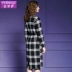 Áo khoác len kẻ sọc nữ 2018 phong cách mới sẽ là mẫu quần áo nữ mùa thu đông và cà vạt mỏng - Áo khoác dài