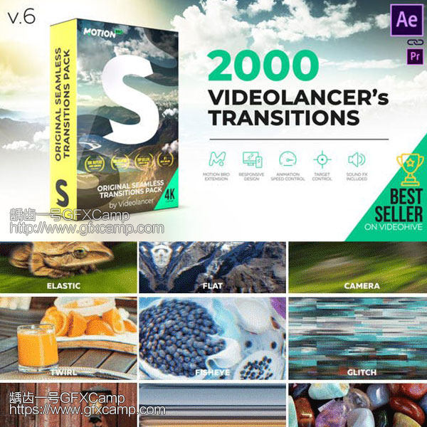 AE模板+脚本:2000组扭曲透视旋转冲击摄像机视频无缝转场预设V6-天天素材网