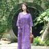 Nian Jiangnan Zen Womens Purple Purple Áo choàng Retro Váy rộng Kích thước lớn Áo choàng cổ chữ V - Váy dài đầm body tay dài Váy dài