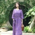 Nian Jiangnan Zen Womens Purple Purple Áo choàng Retro Váy rộng Kích thước lớn Áo choàng cổ chữ V - Váy dài