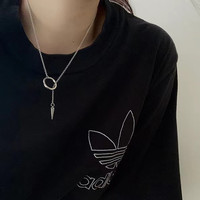 Geometric arrow necklace INS female Korean version of simple hip -hop men's steel cone fold -collarbone titanium steel does not fade cold light wind
