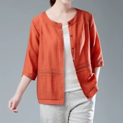 Áo chống nắng cho mẹ bằng vải lanh mỏng hàng đầu cho phụ nữ áo len mới - Áo khoác ngắn