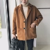 Mùa thu Nhật Bản bf gió nam áo len ngắn Phiên bản Hàn Quốc của áo len nam lỏng lẻo áo khoác thanh niên áo khoác len Áo len