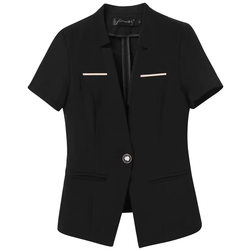 Thin set, classic suit jacket for hotel for work, with short sleeve
