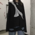 Mapogo 18 Hàn Quốc bf retro lỗ rách bên trong một chiếc áo sơ mi chạm đáy hoang dã áo thun dài tay học sinh nam và nữ - Áo phông dài Áo phông dài