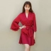 Mùa hè sexy lụa ren áo choàng năm nay áo cưới màu đỏ ren dài tay áo đồ ngủ áo choàng áo choàng tắm phụ nữ