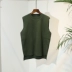 2018 Hàn Quốc Dongdaemun màu rắn vest vest nam nửa cao cổ áo đan áo len thanh niên không tay áo len vest