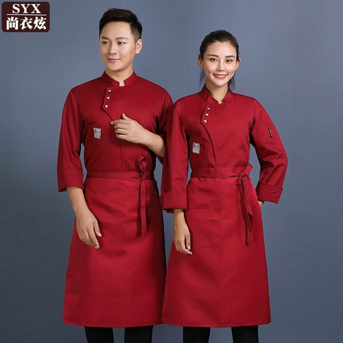 Шеф-повара Работа в одежде мужская осенняя и зимняя одежда с длинными рукавами, кухонная одежда, кухонная одежда, магазин тортов, выпекать одежду шеф-повара высокого класса