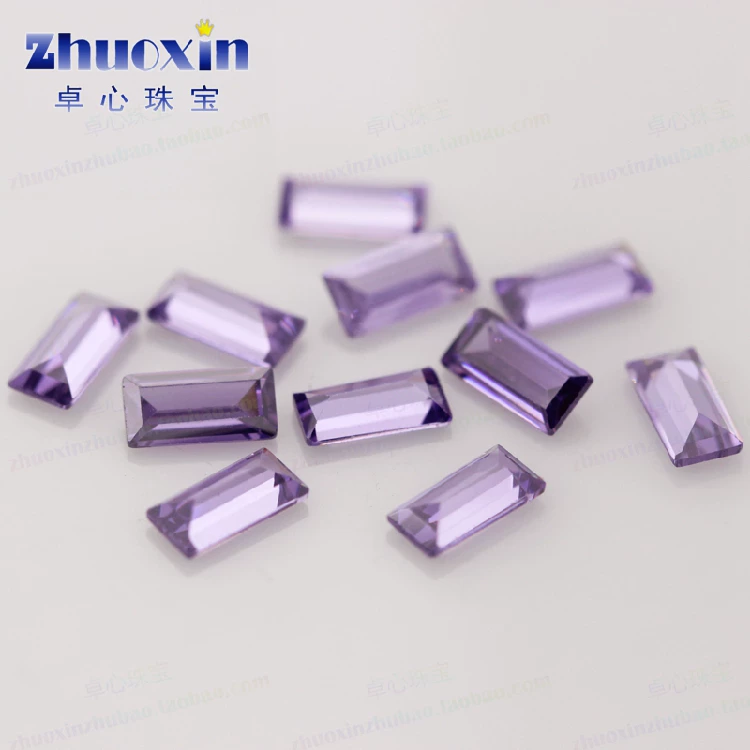 Рectangular fuchsia gemstone for ring with zircon, stone inlay, watch, jewelry, nail decoration, with gem