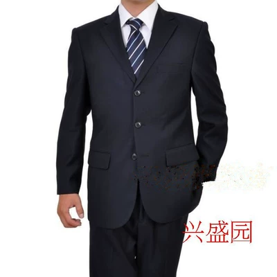 Cộng với kích thước phù hợp với nam giới Quần yếm màu xanh Tây Tạng phù hợp với nam giới kinh doanh bình thường trang phục chuyên nghiệp ăn mặc mỏng - Suit phù hợp