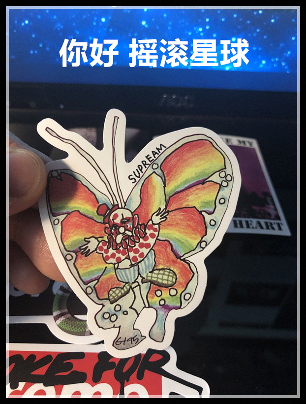 Design And ColorHello Rock and roll star full 26 element free shipping supreme notebook Skate waterproof Sticker Stickers