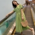 Váy bà bầu mùa hè 2019 thời trang mới màu rắn cổ tròn eo cho bé ăn mặc váy bà bầu lỏng - Áo thai sản Áo thai sản
