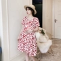 Váy bầu cho mẹ bầu váy hè 2019 thời trang mới V-cổ sóng in họa tiết cho con bú váy buông xõa nữ mang bầu - Áo thai sản đồ bầu mặc nhà