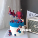 Spider -Man Cake Black Dirstlect Cake 7 -peece Q Версия Spider Avengers Captain Party Plug -in