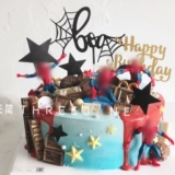 Spider -Man Cake Black Dirstlect Cake 7 -peece Q Версия Spider Avengers Captain Party Plug -in