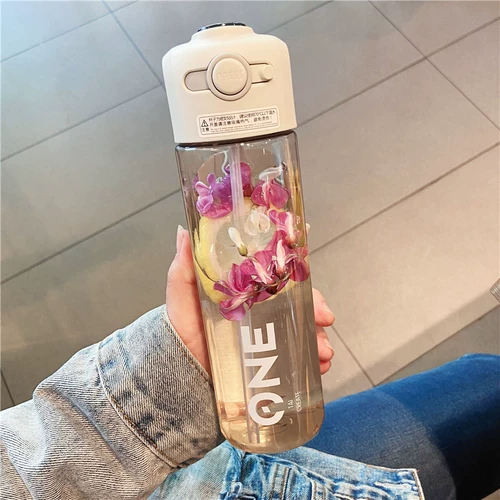 Портативный стакан со стаканом, детская милая пластиковая чайная чашка, простой и элегантный дизайн, в корейском стиле