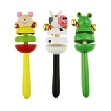 Деревянная погремушка для новорожденных для мальчиков, мультяшный колокольчик для младенца, игрушка для мальчиков и девочек, раннее развитие