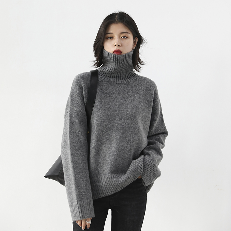 Hemp GreyCHICVEN2020 Retro Hong Kong flavor easy High collar sweater Autumn and winter keep warm Built in Condom Sweater 5 colour