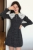 Thu đông 2018 phiên bản Hàn Quốc mới của eo sang trọng trên đầu gối kẻ sọc dài tay kẻ sọc trong chiếc váy tweed dày nữ