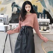 Đầu thu retro chic chic giảm béo rắn màu áo sơ mi nữ khí chất màu đỏ thời trang hoang dã dài tay áo mới