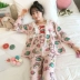 Đồ ngủ công chúa gió nữ mùa xuân và mùa thu dễ thương Học sinh Hàn Quốc thả lỏng tay dài phần mỏng cotton mùa thu và mùa đông phù hợp với dịch vụ nhà - Cha mẹ và con