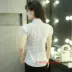 Hàn quốc phiên bản của lá sen tay áo blouse áo sơ mi trắng Slim mỏng kinh doanh mặc đi lại dress cao đẳng phụ nữ ngọt ngào inch quần áo