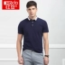 Áo sơ mi nam ngắn tay màu đỏ đậu mùa hè Ve áo mùa hè Slim Pearly Cotton Tương phản sọc Áo thun nam 6426 - Polo áo khoác polo Polo