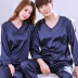 Vài bộ đồ ngủ phụ nữ mùa xuân và mùa thu mùa hè dài tay băng lụa Hàn Quốc ngọt ngào phù hợp với nam giới quay lụa kích thước lớn dịch vụ nhà