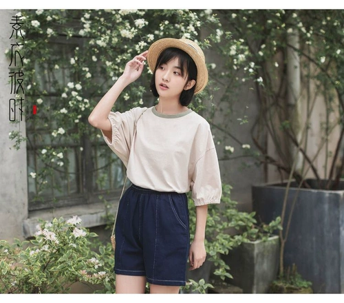 Летняя футболка, в корейском стиле, короткий рукав