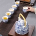 Chén gốm sứ Jingdezhen Cốc sứ màu xanh và trắng cách ly đôi hộ gia đình Không nóng Cup Nước Kung Fu Bộ chén đơn - Trà sứ Trà sứ