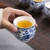 Chén gốm sứ Jingdezhen Cốc sứ màu xanh và trắng cách ly đôi hộ gia đình Không nóng Cup Nước Kung Fu Bộ chén đơn - Trà sứ Trà sứ