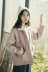 Len áo khoác nữ đoạn ngắn mùa thu và mùa đông quần áo mới của Hàn Quốc phiên bản của lỏng sinh viên hồng sừng khóa dày len áo triều
