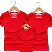 Gia đình-cha con của ba áo sơ mi ngắn tay, mẹ và con, màu đỏ lớn màu, bông, quần áo làm việc nửa tay áo, nam giới và phụ nữ