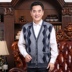 Cũ tóc vest dày của nam giới cardigan trung niên v-cổ len vest cộng với phân bón để tăng vest đan len vest Dệt kim Vest