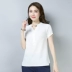 Áo thun cotton và vải lanh tay ngắn cho nữ 2019 hè mới che bụng đã mỏng mỏng size lớn trắng lanh top - Áo phông