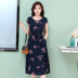 Phụ nữ trung niên mùa hè bông lụa đầm ngắn tay bà nạp trong đoạn dài kích thước lớn hoa váy mới áo kiểu tuổi 40 Phụ nữ cao cấp