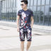 2018 mùa hè mới ngắn tay T-Shirt phù hợp với quần short nam 衩 xu hướng trẻ và trung niên tay áo XL hai mảnh Bộ đồ