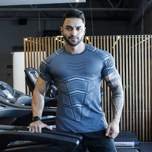 Light&grayQuickdryTshirtSkinnyTeeShirtsGymWorkoutTopsformen