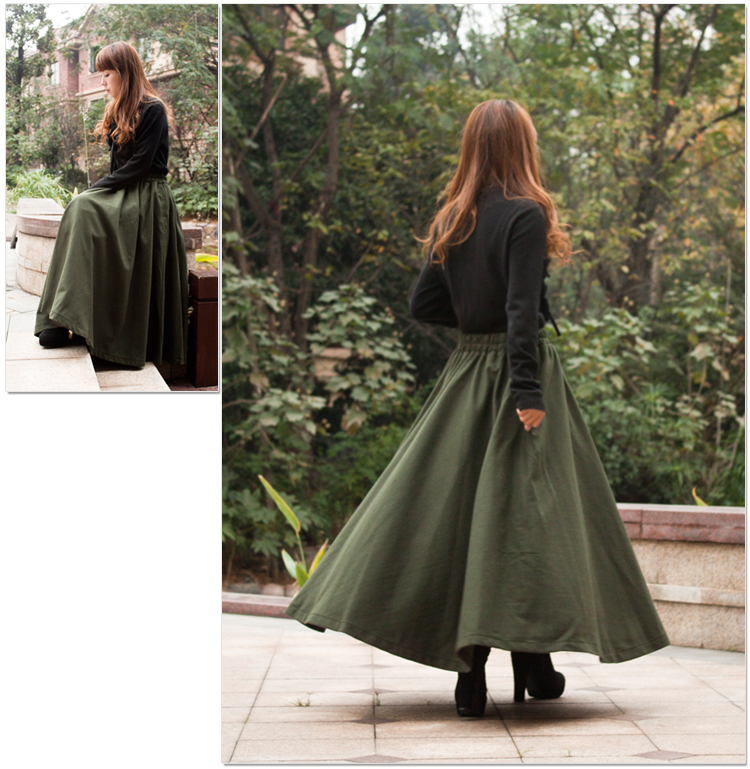 2018 2015 New Fashion Long Maxi Thick A Line Skirts For Women Elastic ...