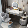 ZL round gray white 120cm table-hollow cabinet-LeD mirror +gray gold petal chair