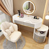 ZF round gray drawer 100cm table-hollow cabinet +mirror +white gold petal chair