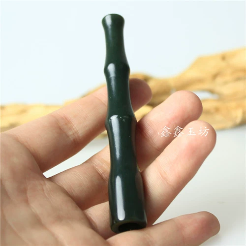 Натуральная зеленая курительная трубка из нефрита, ручка из грецкого ореха, украшение в руку