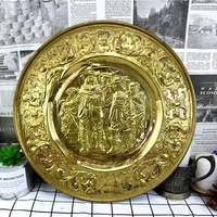 Đồng nguyên chất vàng dập nổi phong cách Châu Âu treo tấm sử dụng Phương Tây sưu tầm hàng cũ đồng cũ Châu Âu hàng Mỹ bình cắm hoa bằng đồng